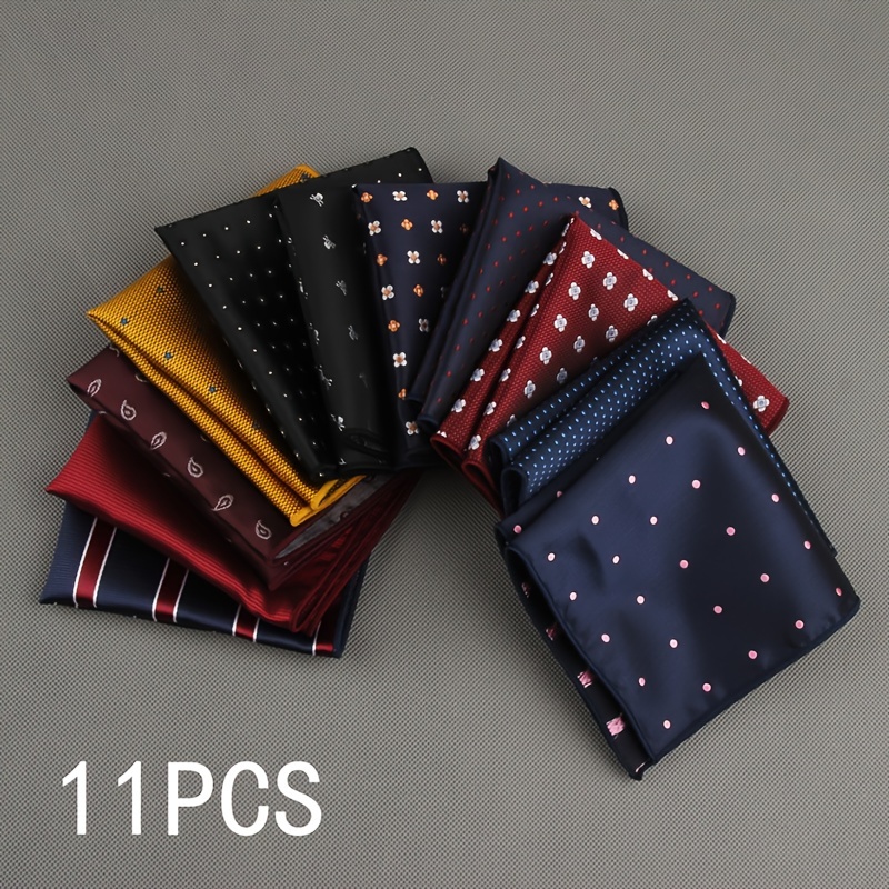 

11-piece Set Men's Pocket Squares - Polyester Woven Handkerchiefs, Classic Gentleman Suit Accessories