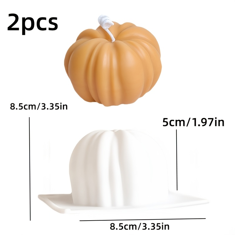 Image of 2pcs Halloween Pumpkin Silicone Candle Molds (suitable For Candles, Soap, Plaster) - Autumn Decor, Thanksgiving And Halloween Party Supplies - Easy To Demold And Reusable Craft Tools, , Home Decor