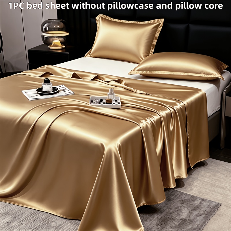 TEMU 1pc Sheets Are Easy, Luxurious, Solid Color, Lightweight, Soft, And Comfortable, Suitable For Family Dormitories, Bedrooms, And Machine Washable
