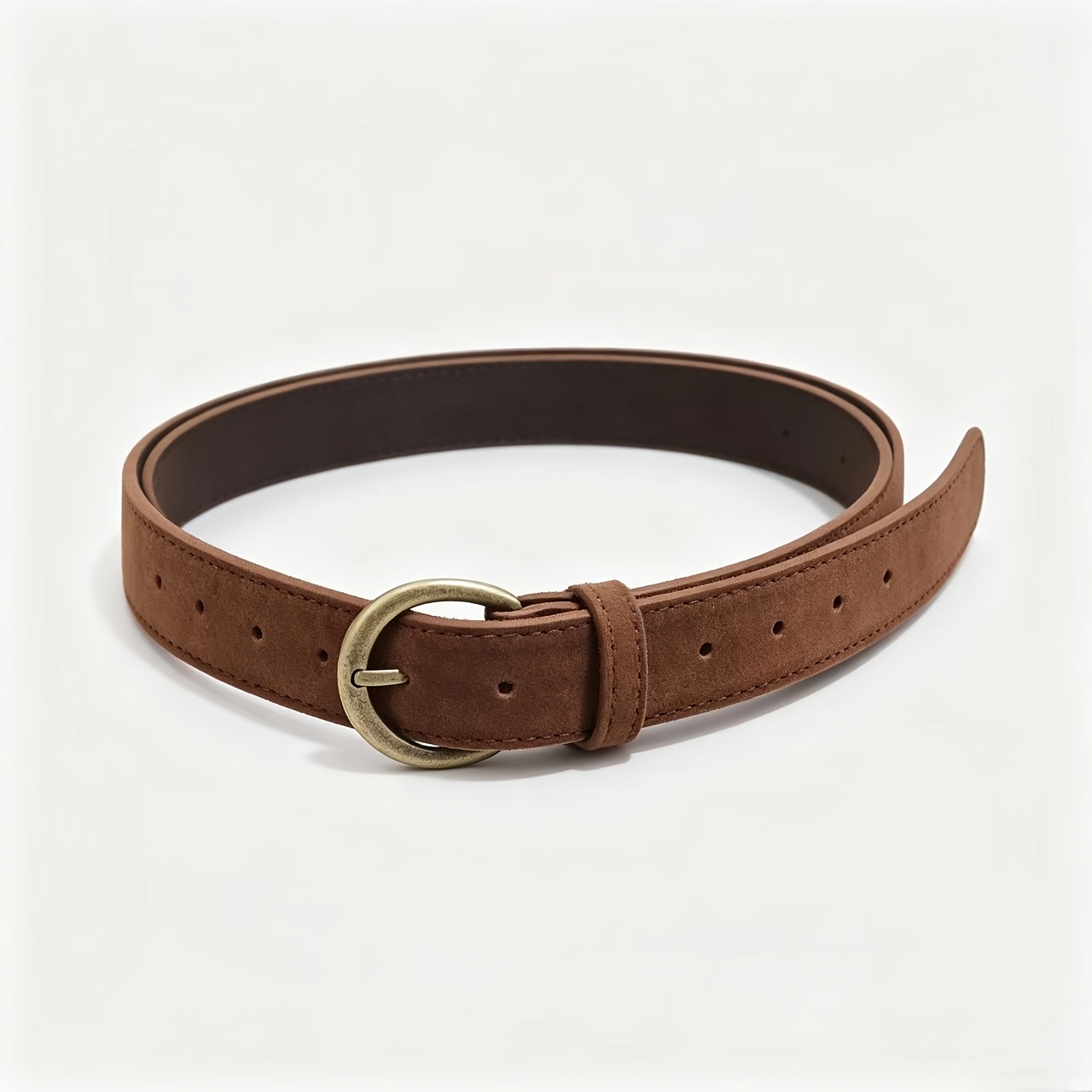 TEMU Women's Vintage Belt With Vintage Oval Bronze Buckle, Cincher For Jeans And Dresses, Fashionable Casual Belt