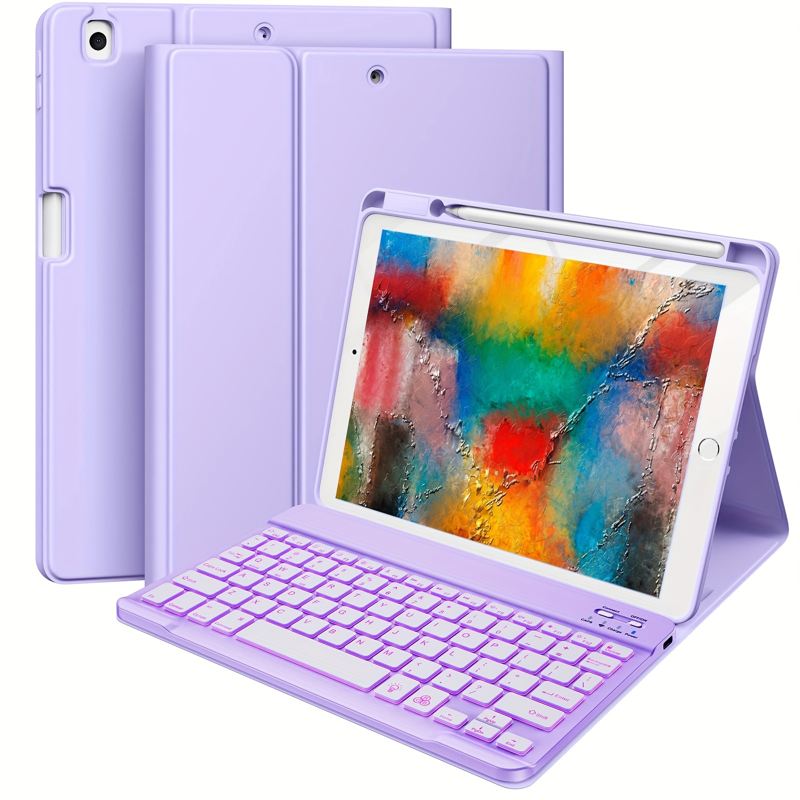 

Case With Keyboard For 10.2 Inch - Backlit Wireless Detachable Folio Cover With Pencil Holder For 8th Gen/ 7th Gen/ Pro 10.5"/ Air 3rd Gen