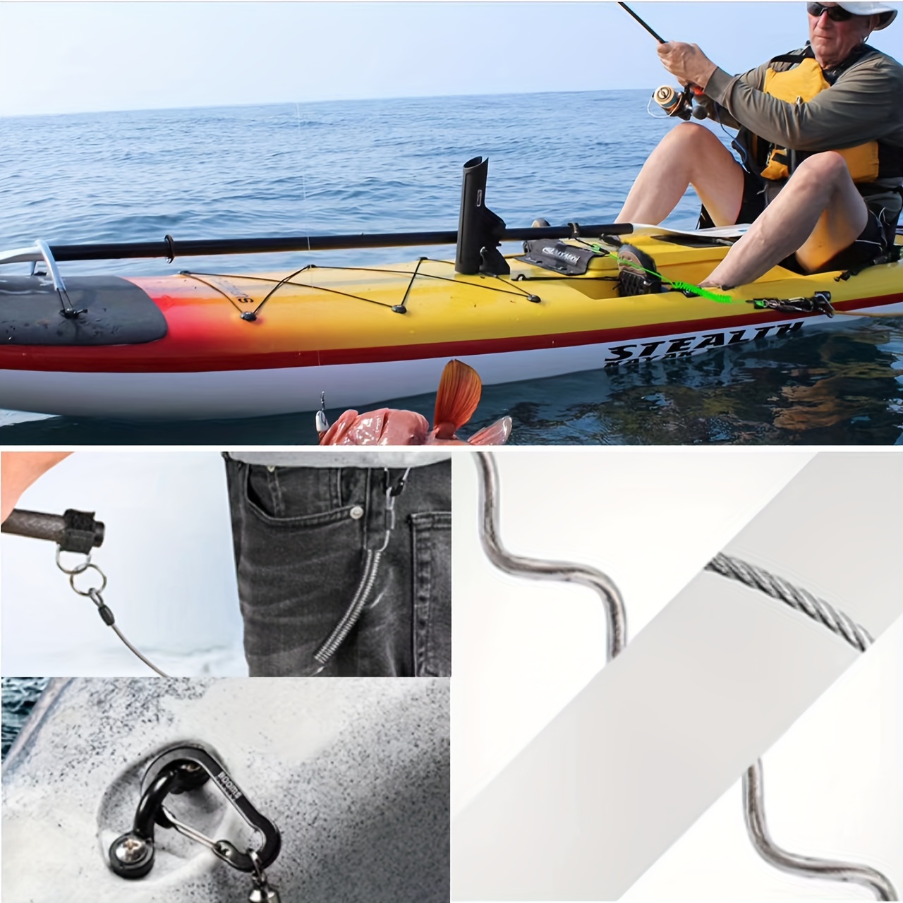 Boat Rod Fishing Pole Ties Pole Holder Bungee Rod Tie Downs