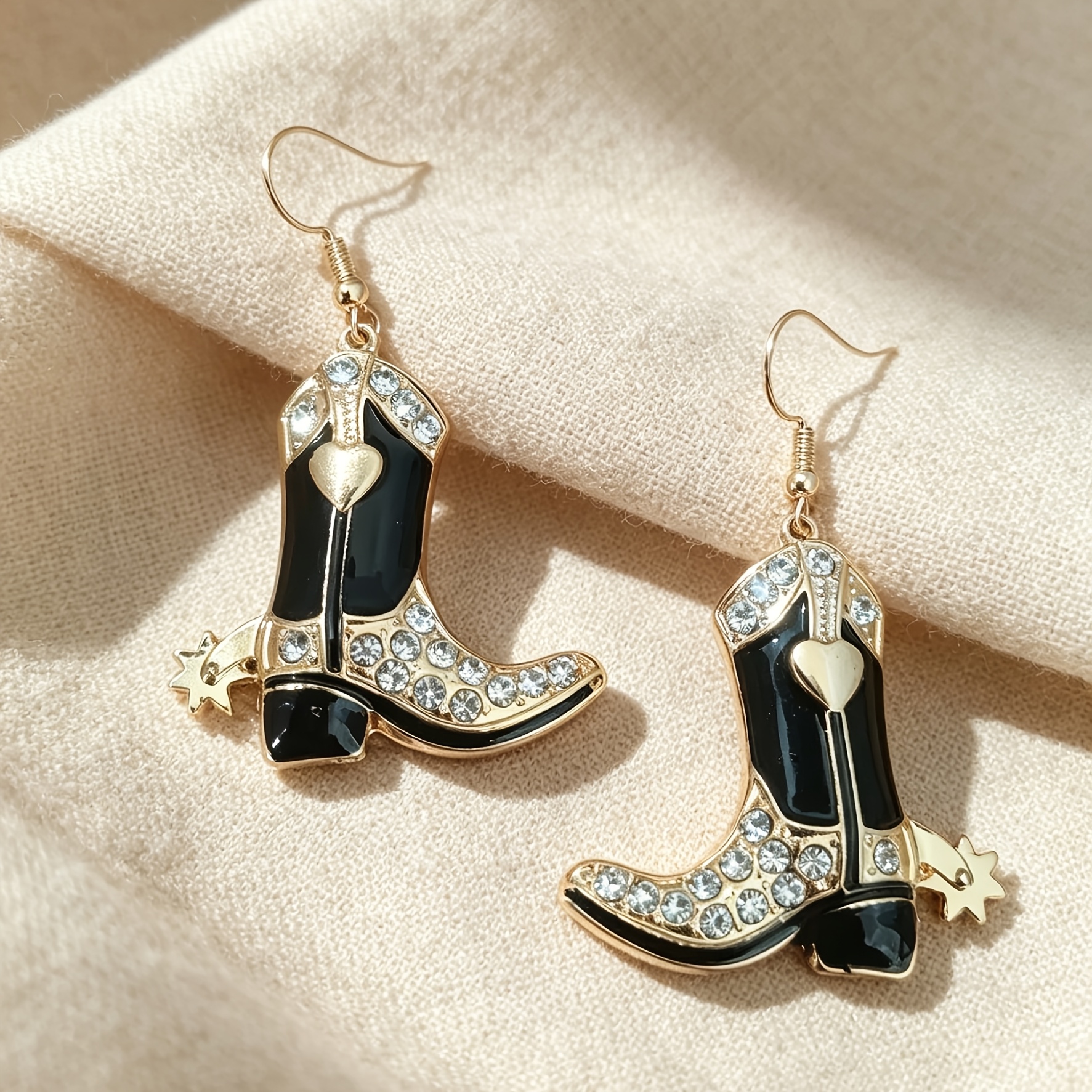 TEMU 1 Pair Of Fashionable, Exquisite, And Elegant Drop-inlaid Rhinestone Boot Women's Earrings, Suitable For Gifting, Parties, Travel, And Daily