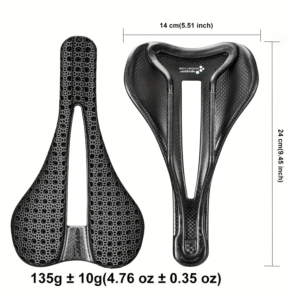 Selle De Vélo En Carbone Imprimée 3D 140mm - Léger 165g, Rails 7x9mm Pour Route/VTT
