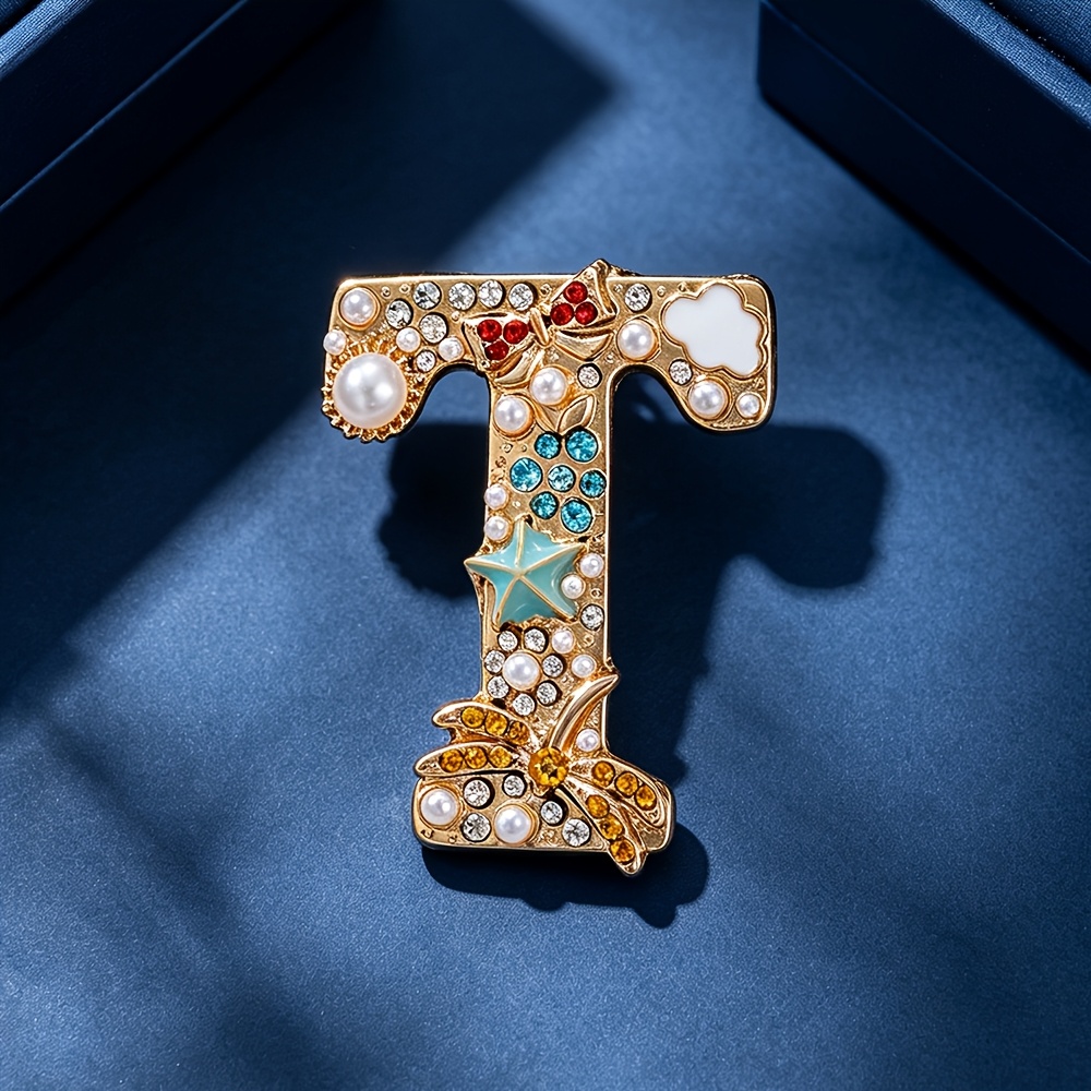 TEMU 1pc Retro Enamel Inlaid Rhinestone Multi-/t/l/h Brooch For Men And Women, Light Luxury Literary Style Pin, Suitable For Decorating Coats And
