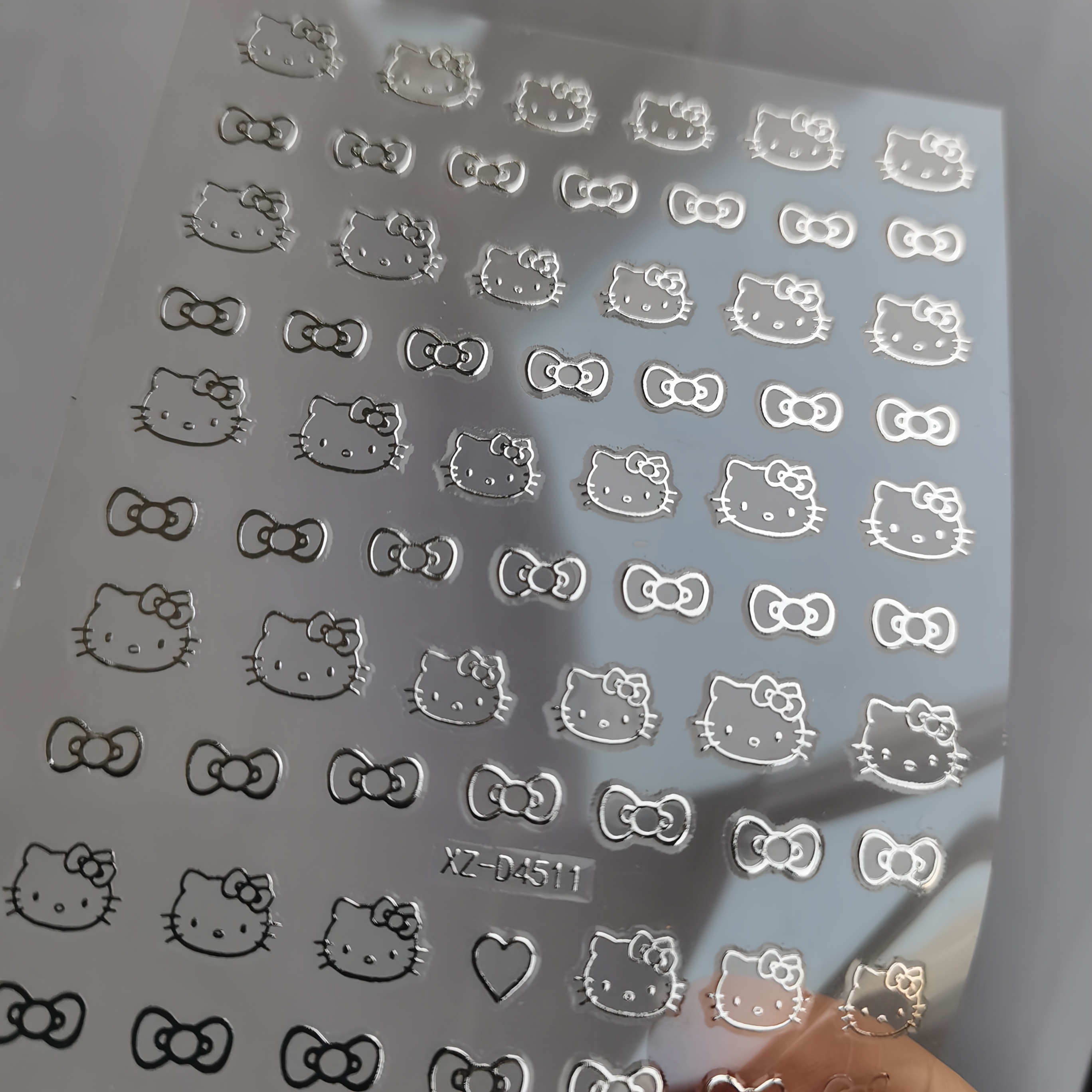 Adorable Cartoon-themed Nail Art Stickers Featuring A Shiny Hello Kitty , Perfect For Decorating