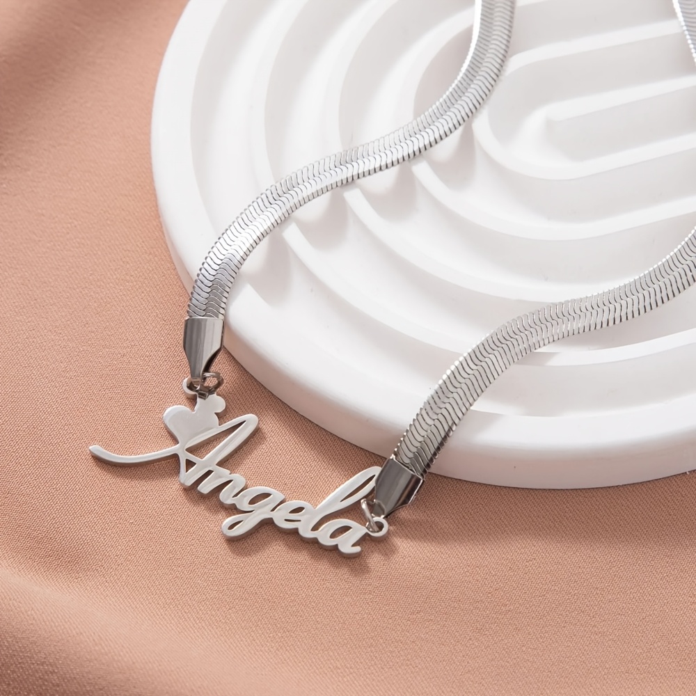 Women's Custom Golden Snake Chain Name Necklace, Gothic Style