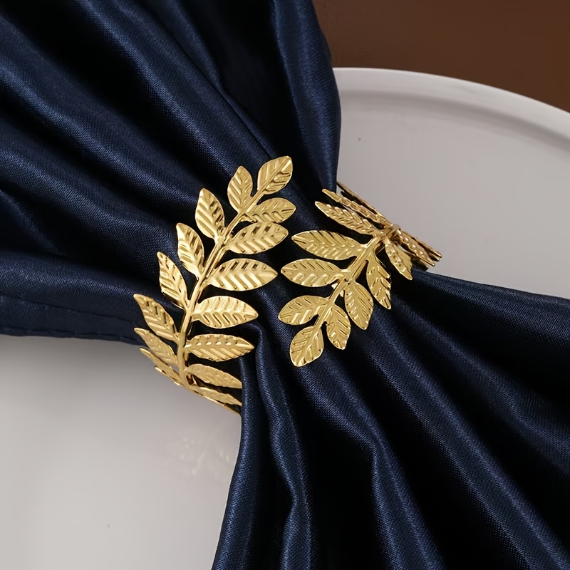TEMU 12 Display Metal Napkin Rings Leaf Napkin Circle Creative Hotel Leaf Napkin