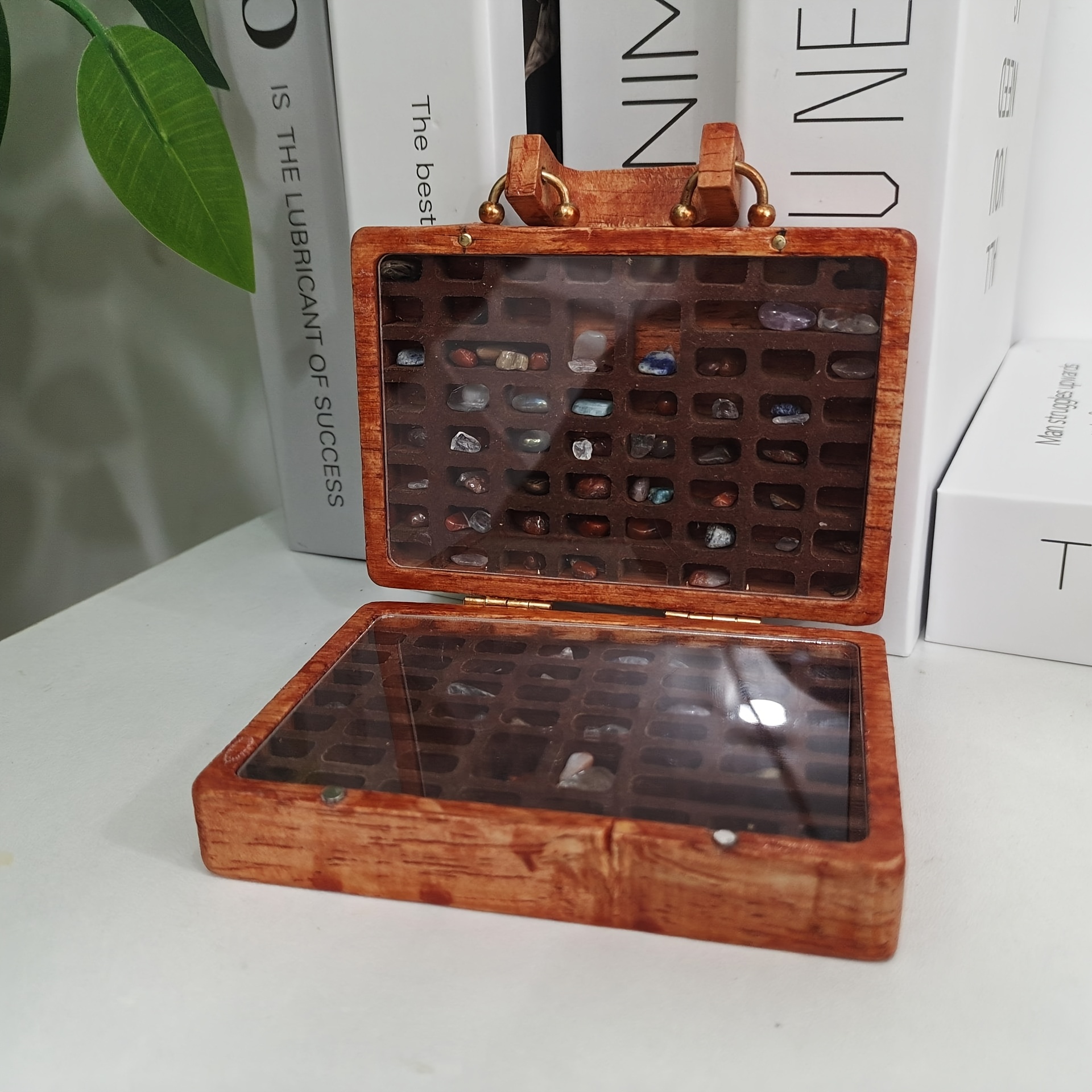 

Vintage Wooden Mini Case With 33 Compartments - Gemstones, Storage - Ideal For Arts & Crafts,