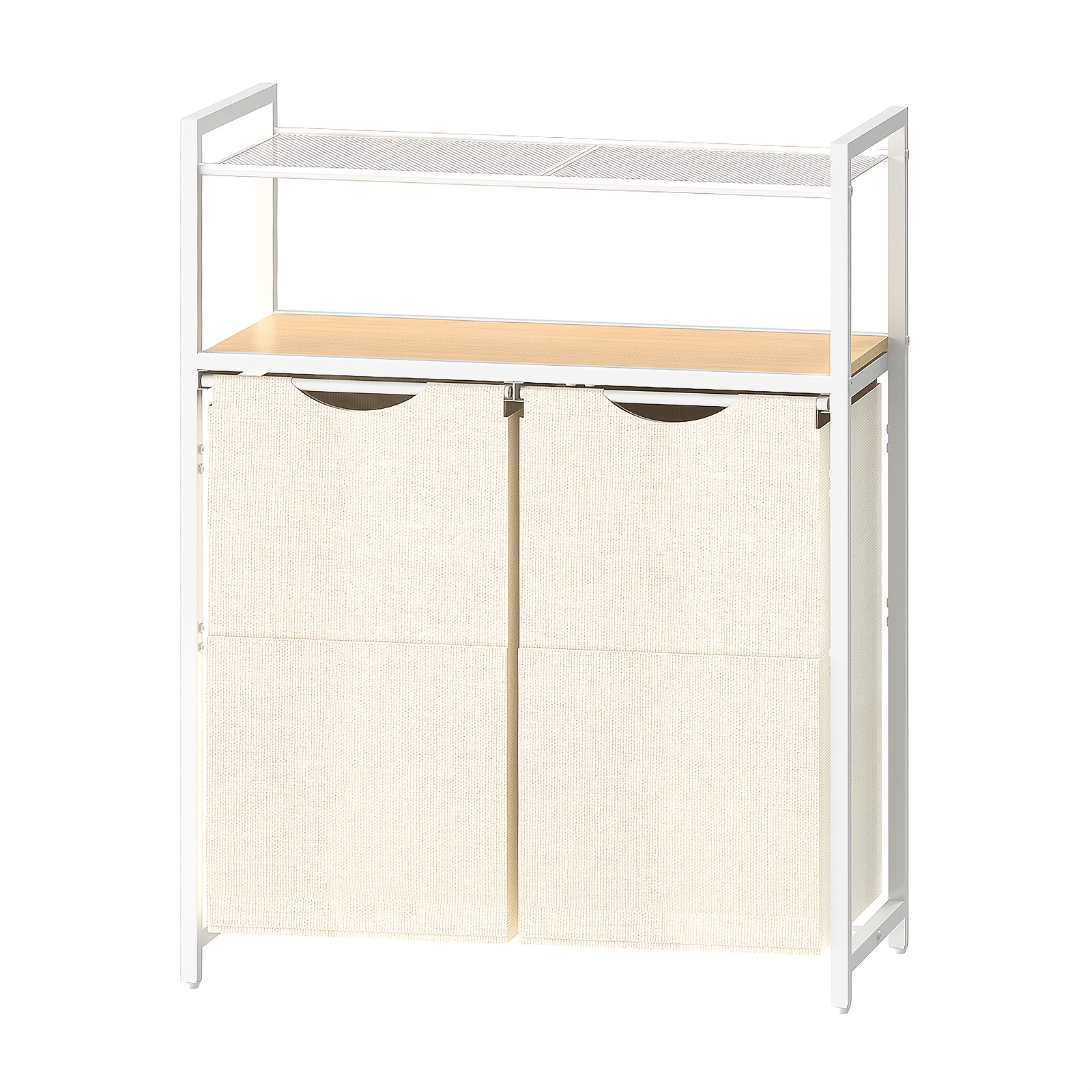 Image of Double Laundry Basket - 2 Large Compartments, 49.5l Capacity, With Adjustable Feet, Suitable For Bathroom And Laundry Room, , Perfect Storage And Organization Storage Basket, Laundry Baskets
