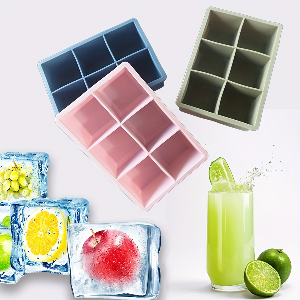 

Reusable Ice Cube Mold 3 Colors Large Grid Silicone Ice Cube Mold Ice Maker Ice Tray With Lid Kitchen Gadgets And Accessories, For Cooling Drinks, Cooling