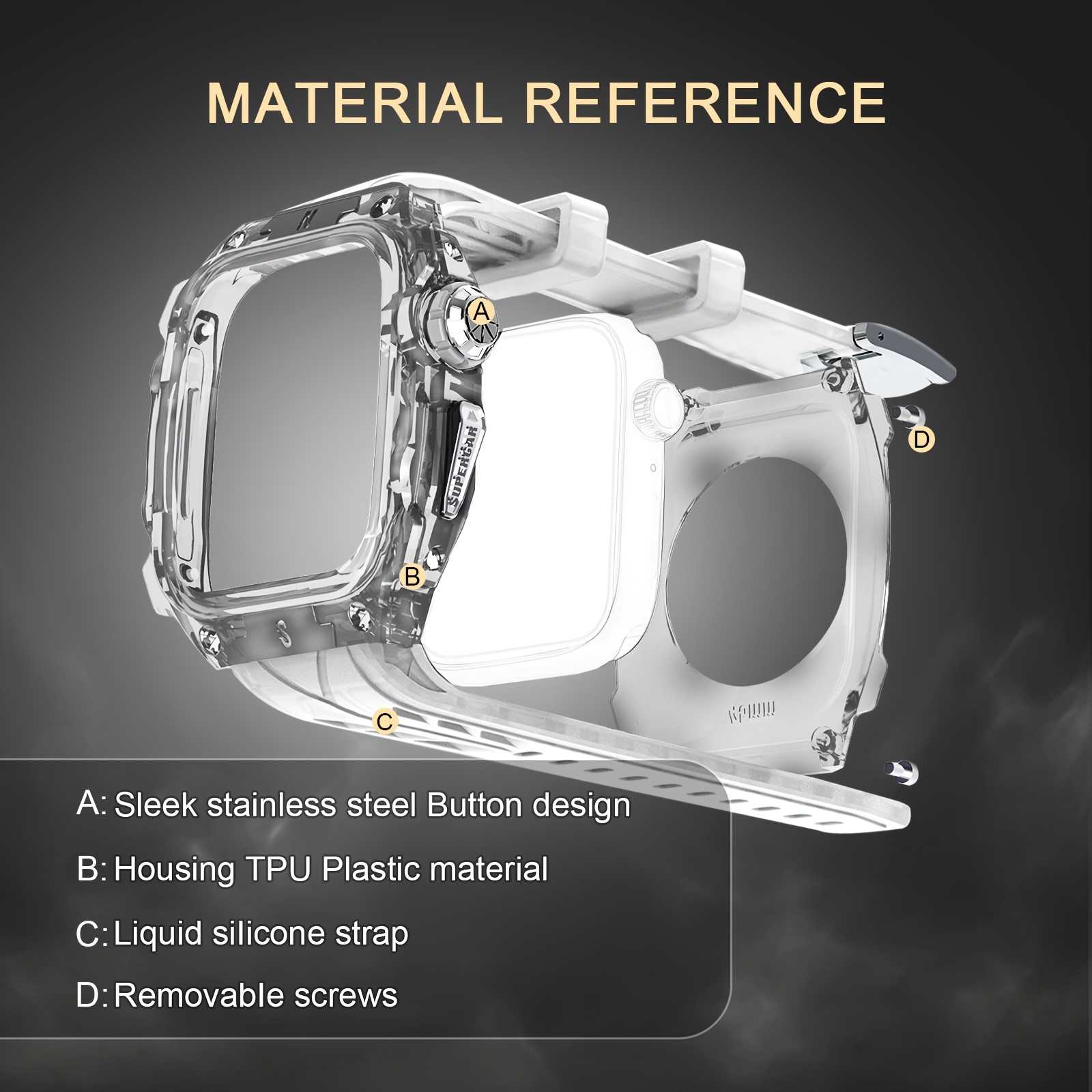 Ultra 2 Series Rugged Case & Band Combo for iWatch - Durable Protective Cover, Fits 49mm Bands, Design, Sport Series, 46mm, Men Women Strap