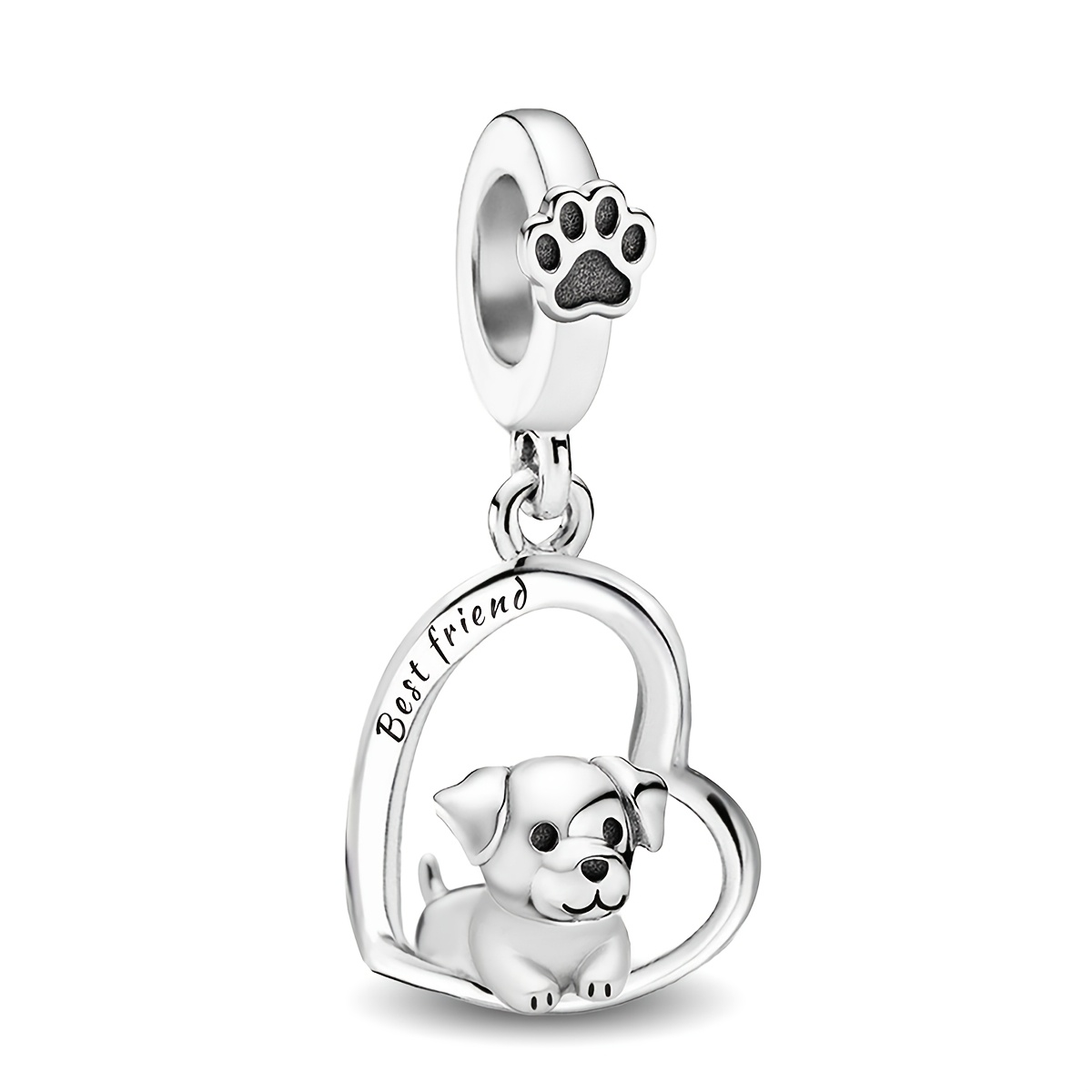 TEMU 1pc Dog Pendant Pendant, 925 Silver Plated Pendant Suitable For Bracelet And Necklace, Autumn And Winter Jewelry Making Additions Holiday Party