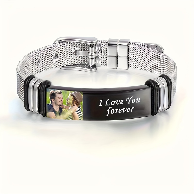 Customized Bend Plate Watch Chain, Engraved Gift
