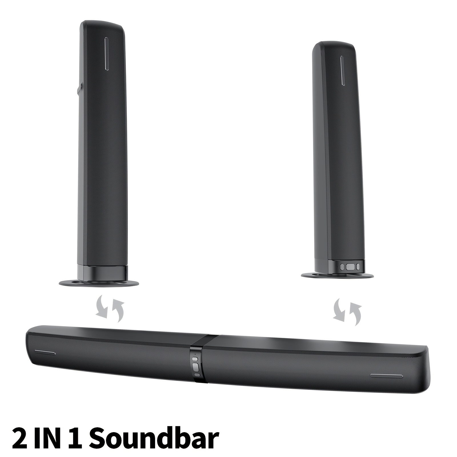 TEMU Sound Bars For Tv, 2in 1 Separable Soundbar, Wired & Wireless Soundbars With Auto , Arc/optical/aux Connection, With Subwoofer
