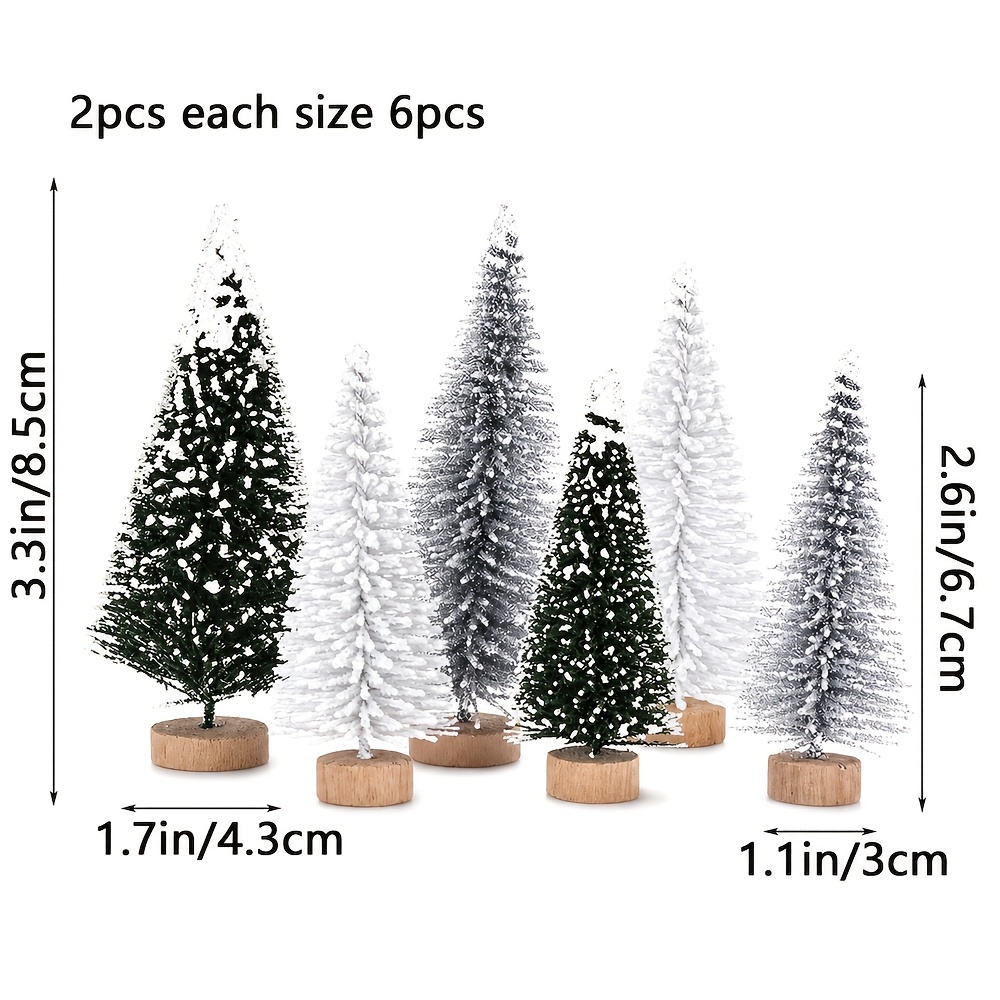 TEMU 6pcs/9pcs Mini Snowy Pine Trees Artificial Christmas Trees With Retro Tabletop Decor - Pre-decorated Suitable For Holiday Crafts, Winter Scenes,