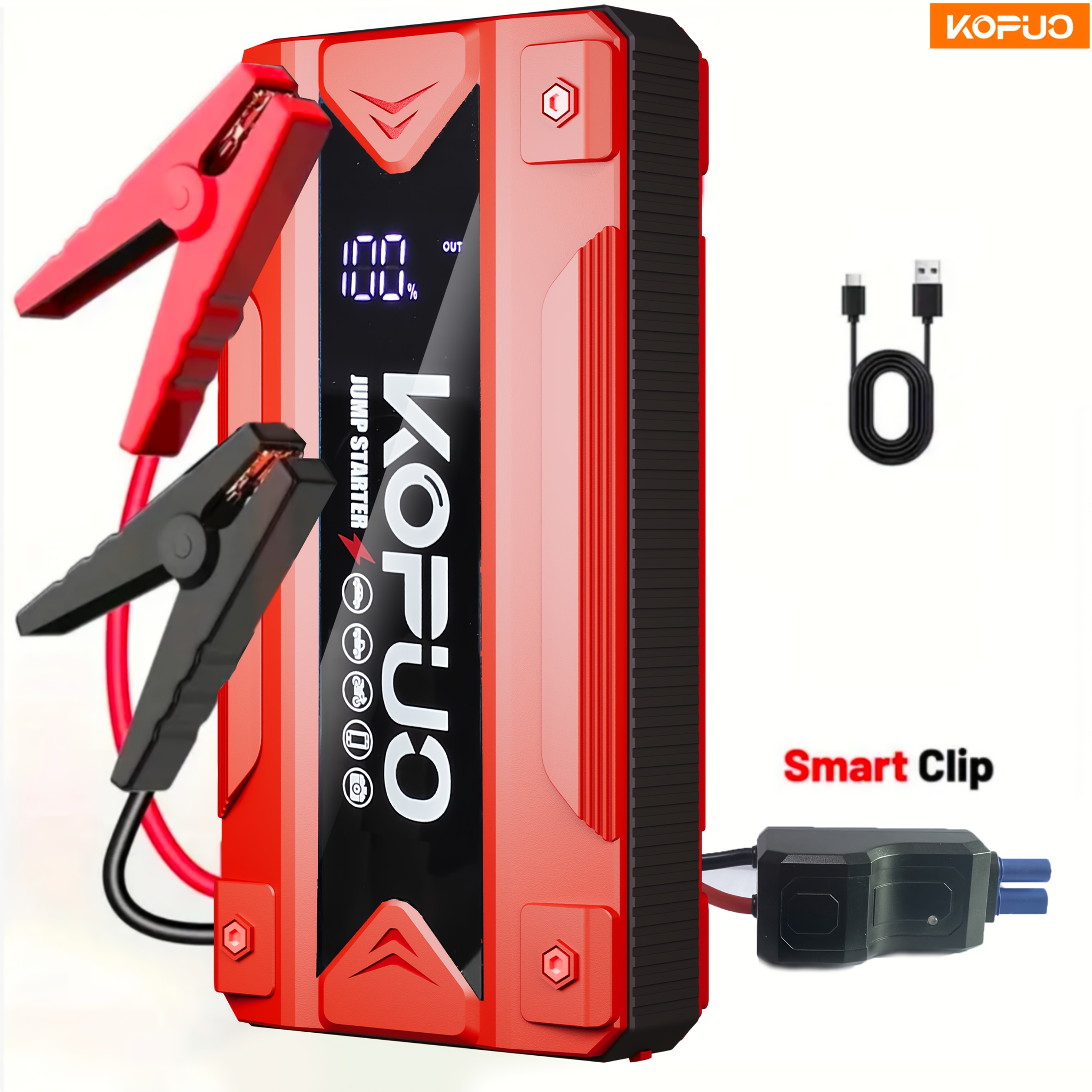 Arrancador de Bateria KOPUO 3000/5000A Opcional 9000A Máquina Tudo-em-Um com Bomba de Ar de 150PSI: Arrancador de Emergência com Função de Iluminação, Adequado para Carros a Gasolina 12V 10L e a Diesel 8L - Acessórios e Ferramentas para Carro - para Assistência de Emergência em Estrada