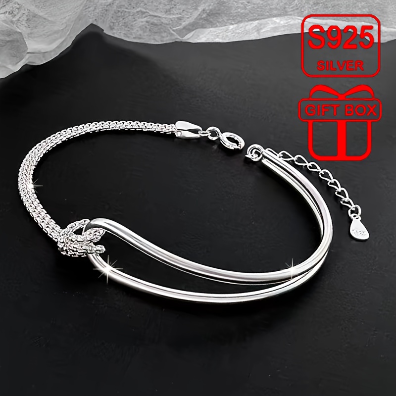 

Sterling 925 Silver Hypoallergenic Necklace Chain Design Hand Jewelry Boho Elegant Style Delicate Bracelet With Gift Box