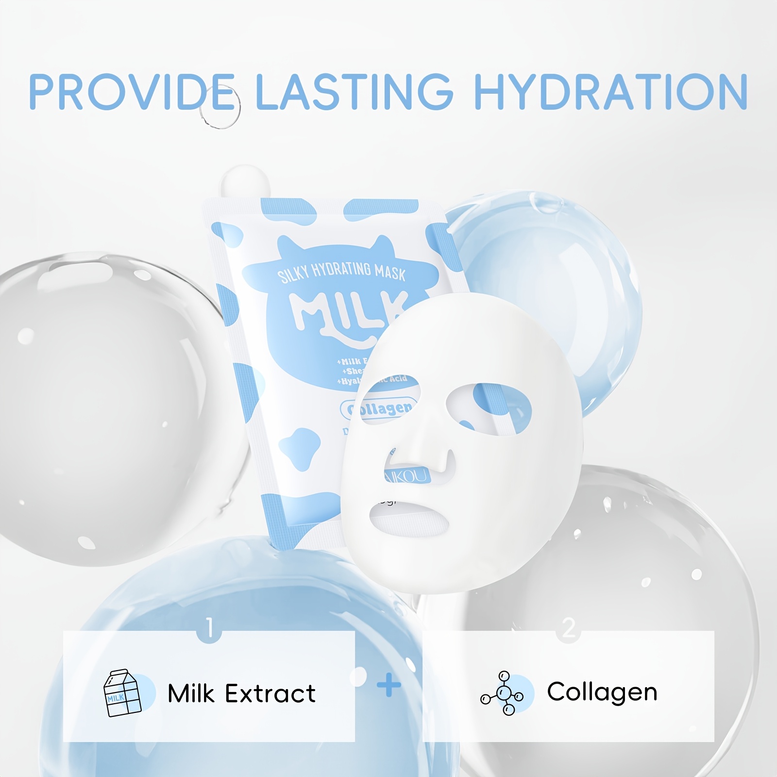 40pcs LAIKOU Milk Hydration Face Mask for All Skin Types