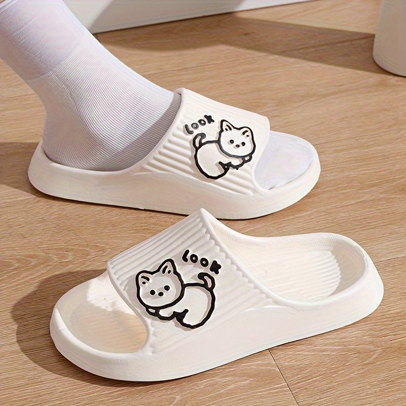 Unisex Cute Cartoon Decor Pillow Slides, Lightweight Soft Sole Home Bathroom Slides, Non-slip EVA Summer Beach Shoes
