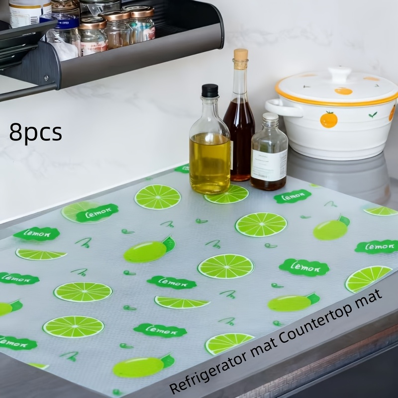 TEMU 8pcs Advanced Thick Refrigerator Mat-washable Kitchen Refrigerator Mat, Can Cut Cabinet Mat And Drawer Oil-proof Mat. Easy To Clean-durable