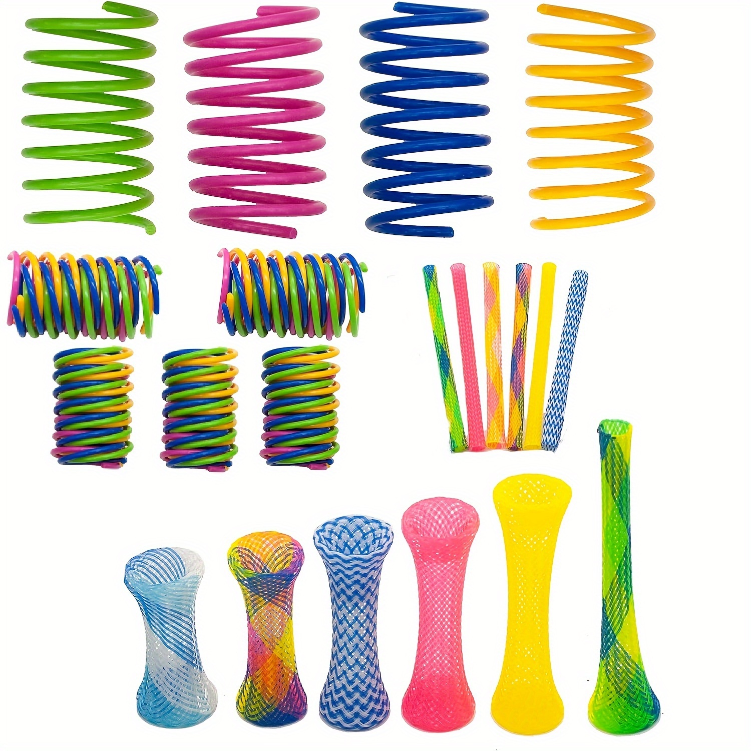 

36-pack Cat Spring Toy Set - Assorted Coil & Stretchable Colorful Plastic Springs Kitten Teaser Playthings - Interactive Pet Entertainment Accessories - No Batteries Required