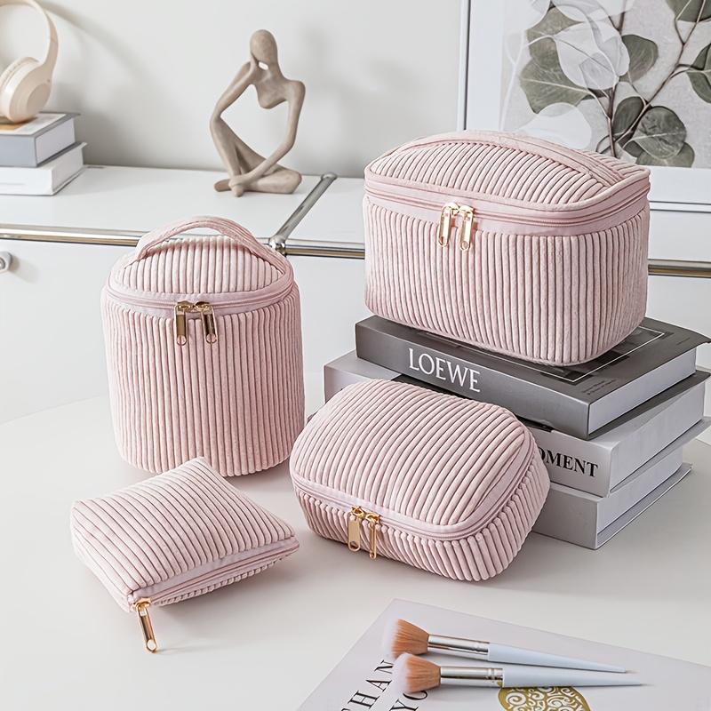 

1pc Cute Corduroy Portable Cosmetic Bag Travel Bag Wash Bag Storage Bag For Storing Cosmetics, Stationery, Necklaces And Small Items