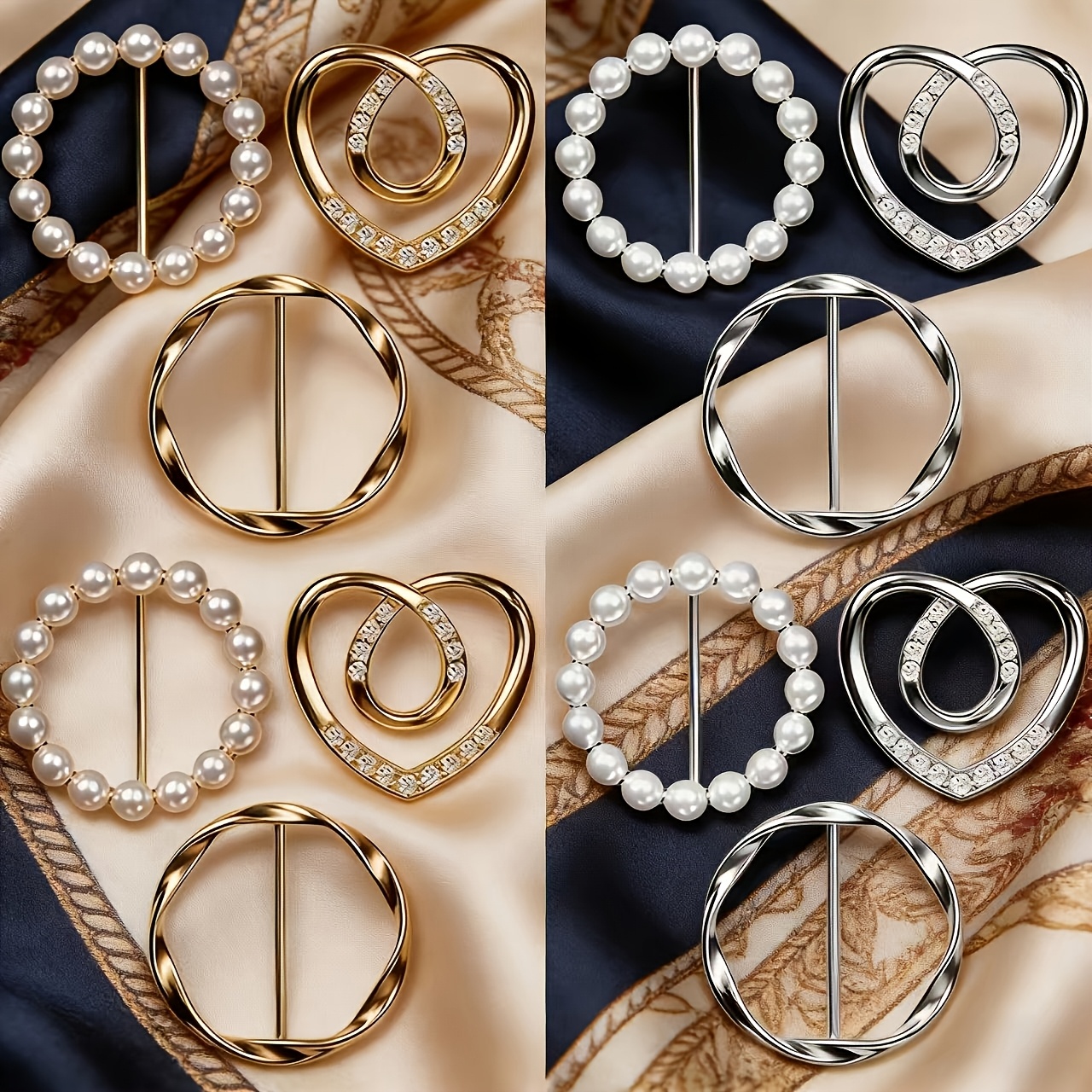 E-shop 12 Stück Damen Schalringe und Hemdclips - Hochwertige Schalclips und Hemdknotenclips, modische Accessoires für Damen, erhältlich in Gold und