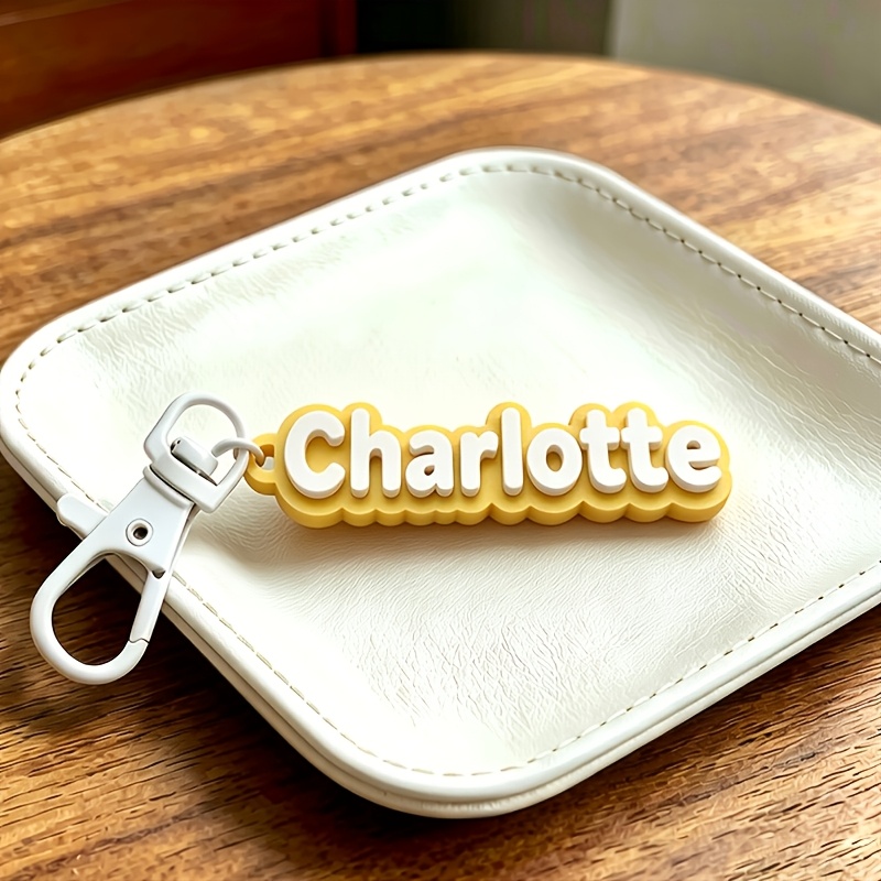 TEMU 1pc Custom Personalized Name & Initial Keychain, Key Ring, Tag For Luggage, Gym Bags, Shoulder Bags, Accessory For Water Bottles, Cups, Lunch