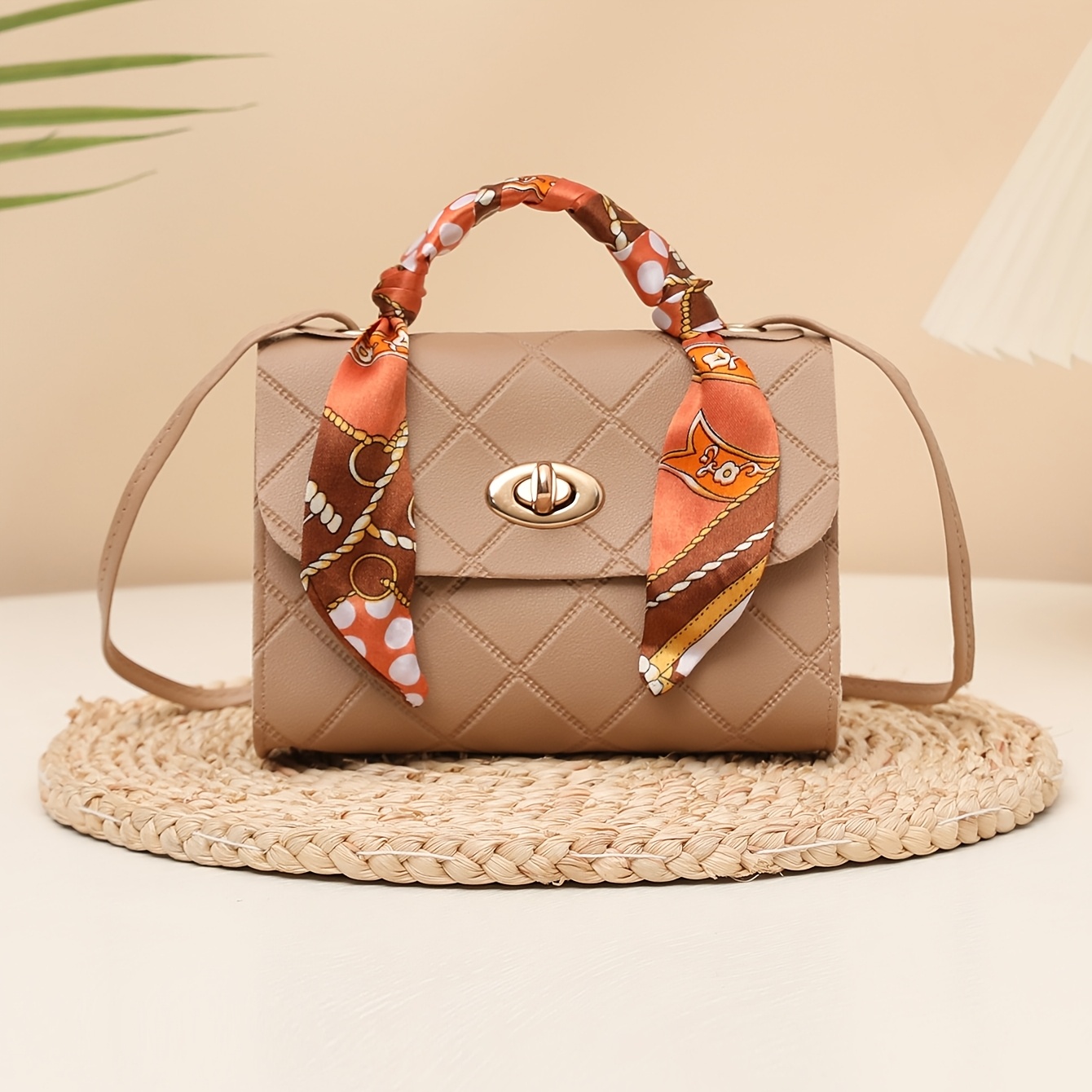 TEMU Nouveau sac à main mini carré élégant, stylé et polyvalent à motif à carreaux , sac à bandoulière et en bandoulière croisée pour femme