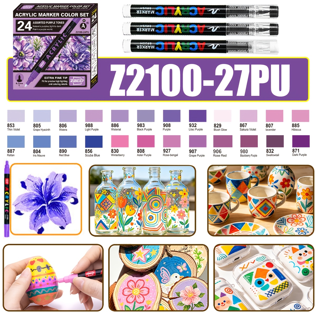 GUANGNA 27-Piece Acrylic Mark Pen Set