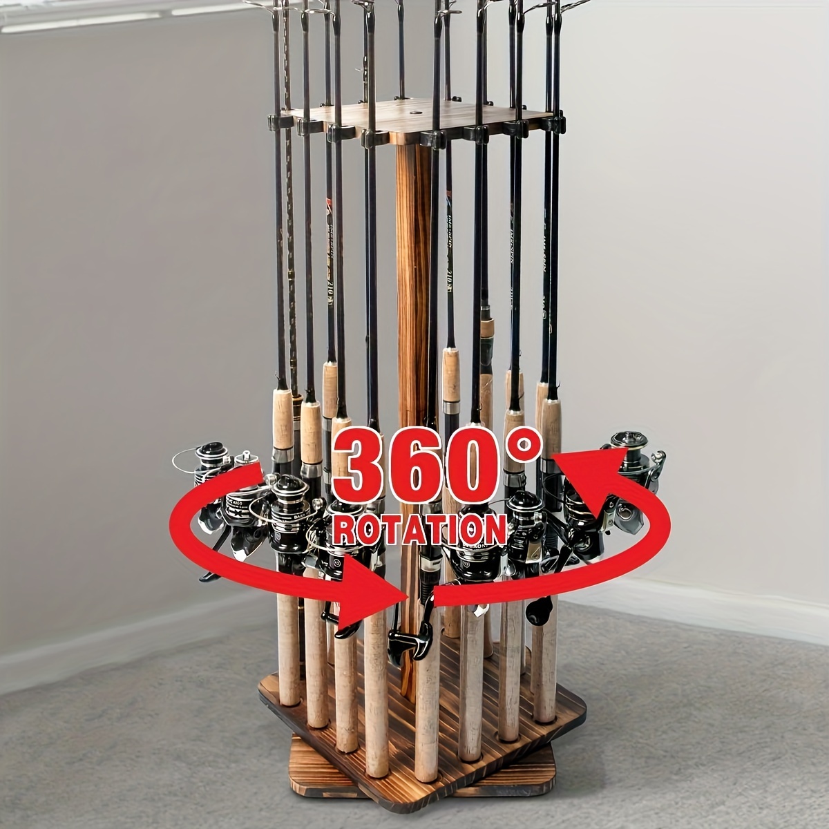 

Rod , 360 Rotating Stand To 16 Wood Organizer