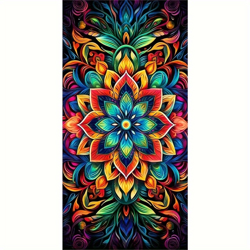 

5d Diy Diamond Painting Kit 40x70cm - Colorful Mandala Full Drill Round Rhinestone Embroidery Cross Stitch Art Craft For Home Wall Decor, Acrylic Pmma, Frameless - Vibrant Flower Design (1pc)