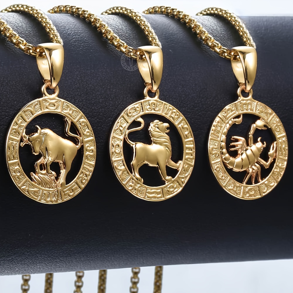 

Womens Men's Pendant Necklaces 12 Sign Golden Aries Leo 12 Constellations Jewelry Gifts