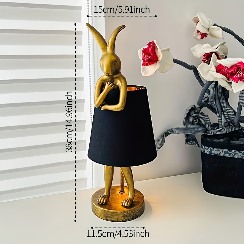 cute rabbit animal table lamp creative lampshade apron with   dimmable white   lampshade 15 7 inch bedside table living room office restaurant bar valentines day gift decoration gift lamp Product details 2