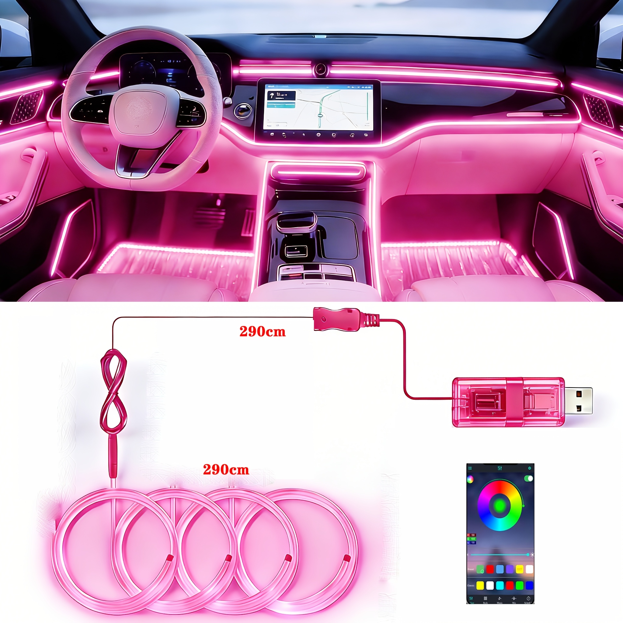 TEMU Led Strip Lights For Featuring Wireless App And Remote Control, Rgb Ambient Lighting Kits With 114 Inches Of , Offering 16 Million Color Options