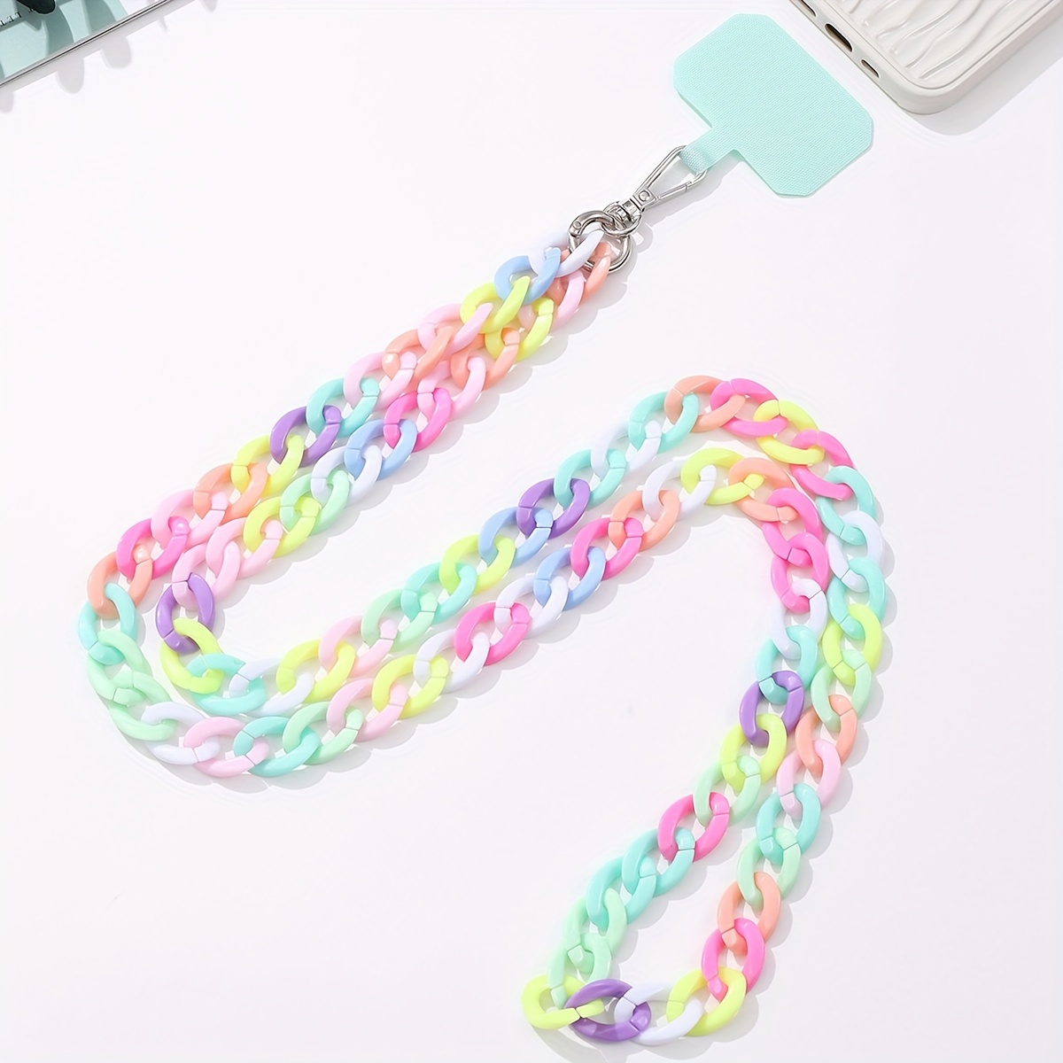 

Colorful Acrylic Crossbody Phone Case Chain - Anti-lost & Drop-proof Shoulder Strap Accessory, Single Piece