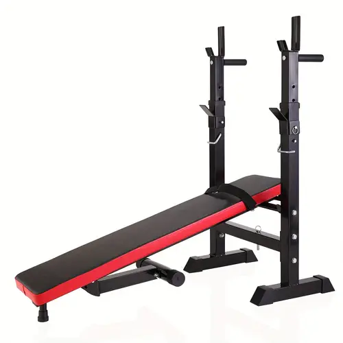 adjustable folding multifunctional workout station adjustable workout bench with squat rack black red
