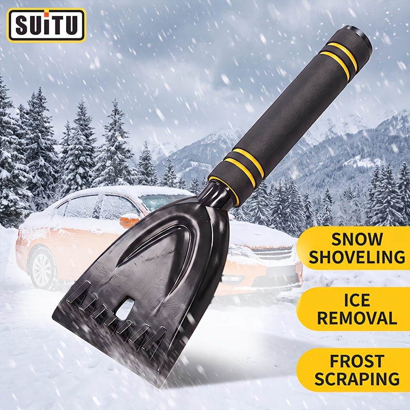 TEMU Suitu 1pc Portable Curved Ice Scraper, Lightweight And Sturdy, Non Slip Grip, Multi Functional Snow Remover For Frost And Water Clearing On