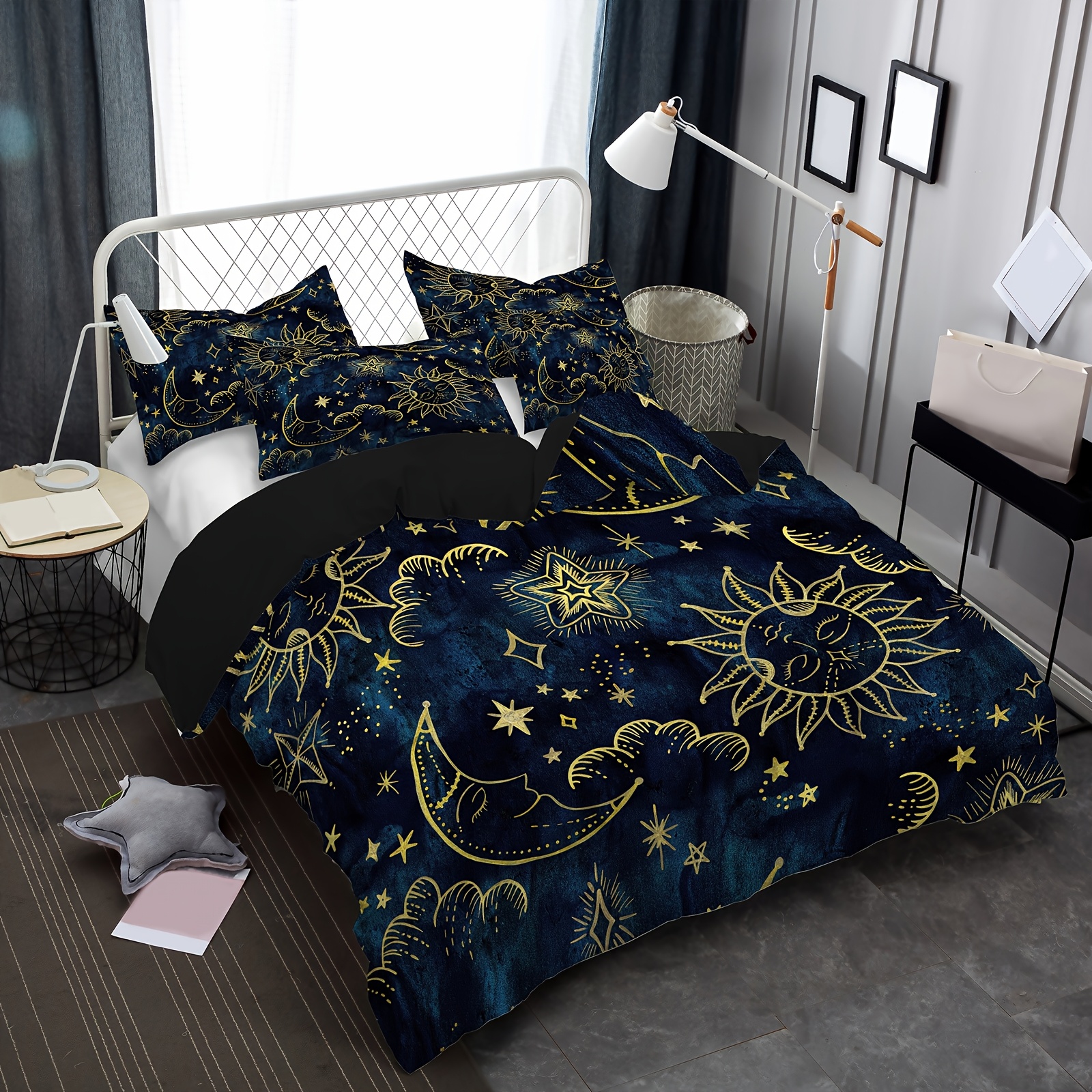 conjunto edredón tema espacial diseño sol luna - Temu Spain, image size:1600x1600