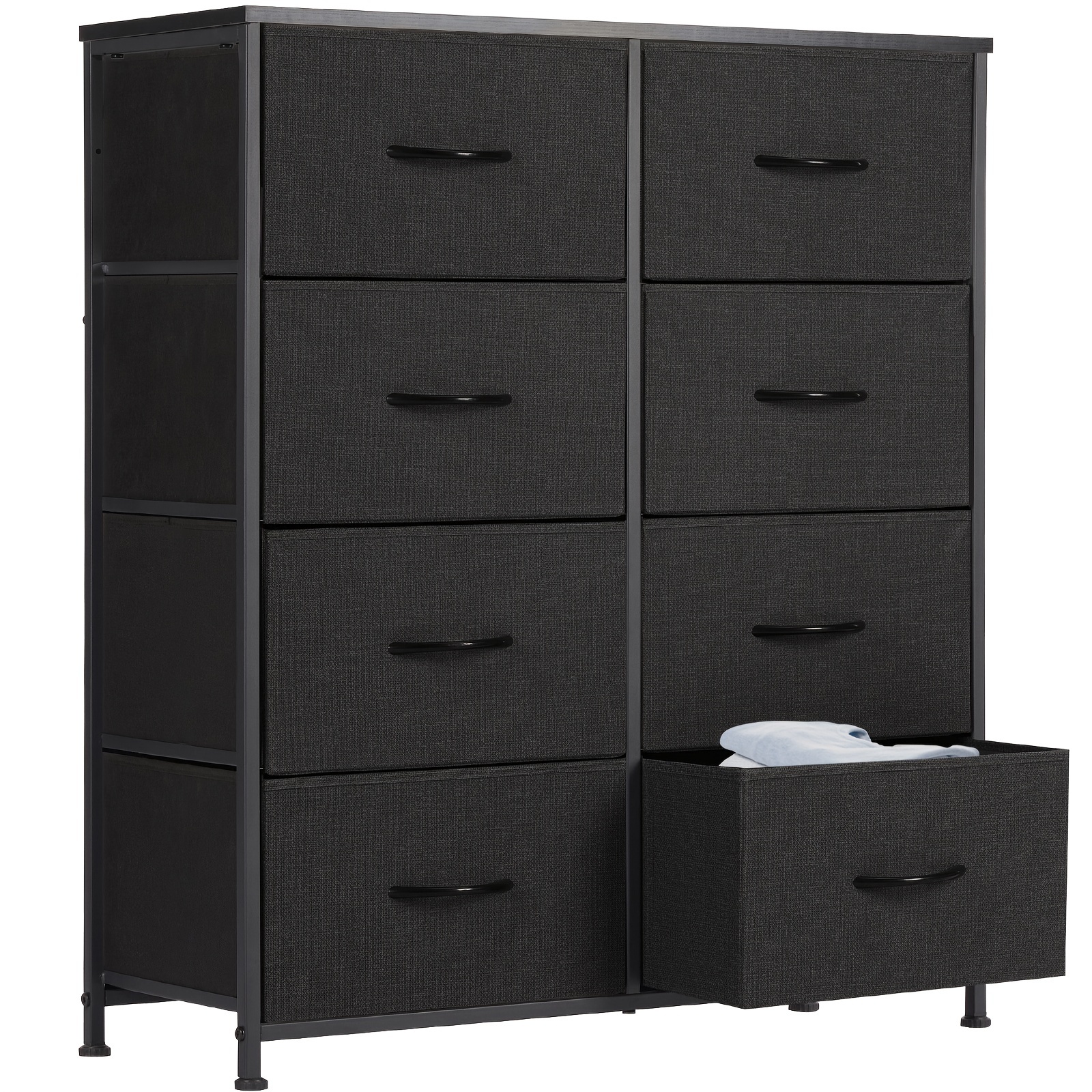 

Dumos 8-drawer Black Fabric Chest Of Drawers With Metal Frame, Adjustable Feet & Anti-tilt Protection - Spacious Sideboard With Basket Shelf For Living Room, Bedroom, Hallway