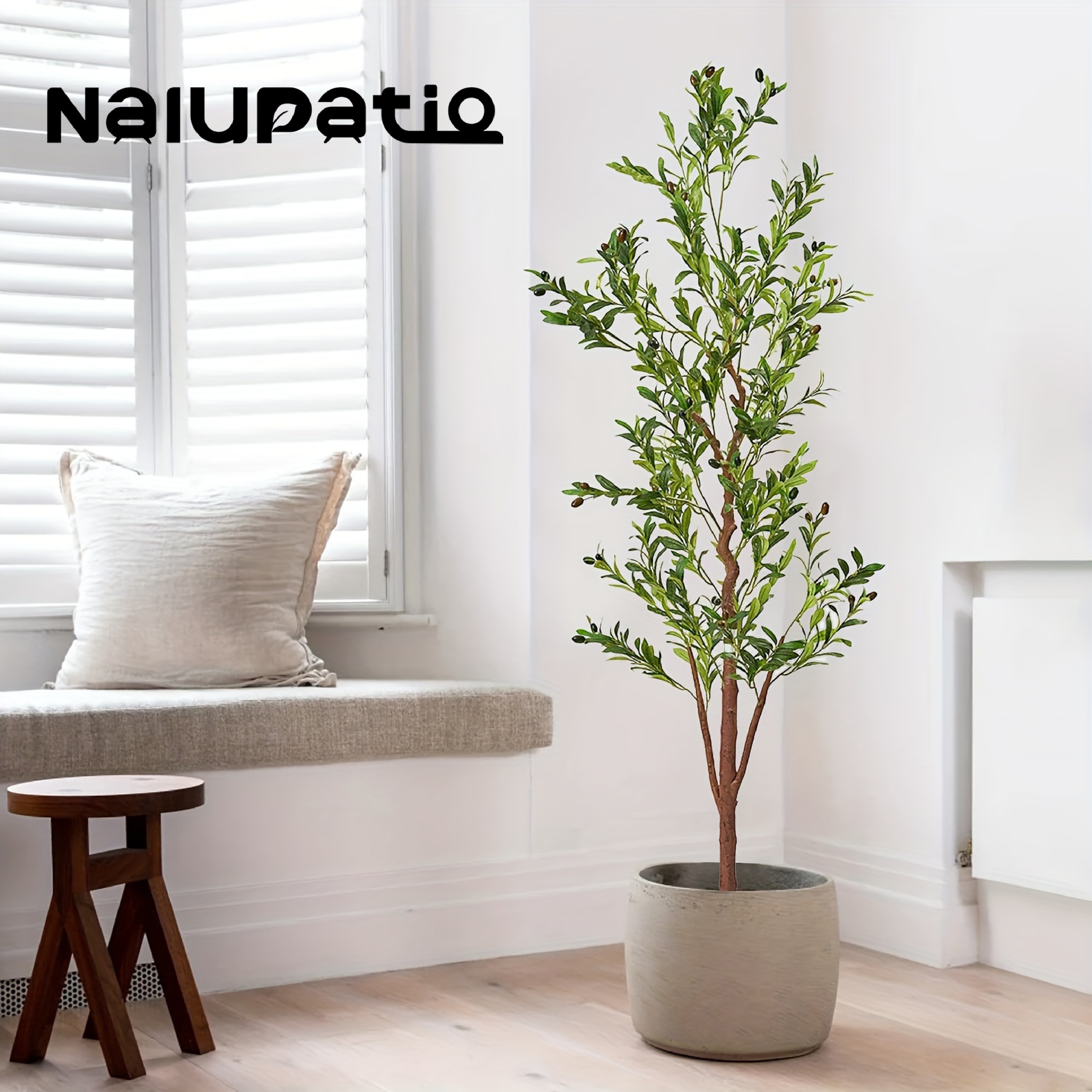 

Artificial Olive Tree, Fake Faux Olive Tree Wood Trunk And Realistic Leaves And Fruits, Olive Fruits Artificial Tree For Office Living Room Decor Indoor