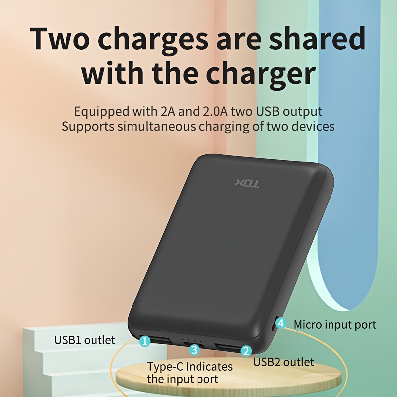 

5000mah Mini Portable Battery Charger Power Bank, Compact Mobile Energy Supply For Iphone, For Samsung And More