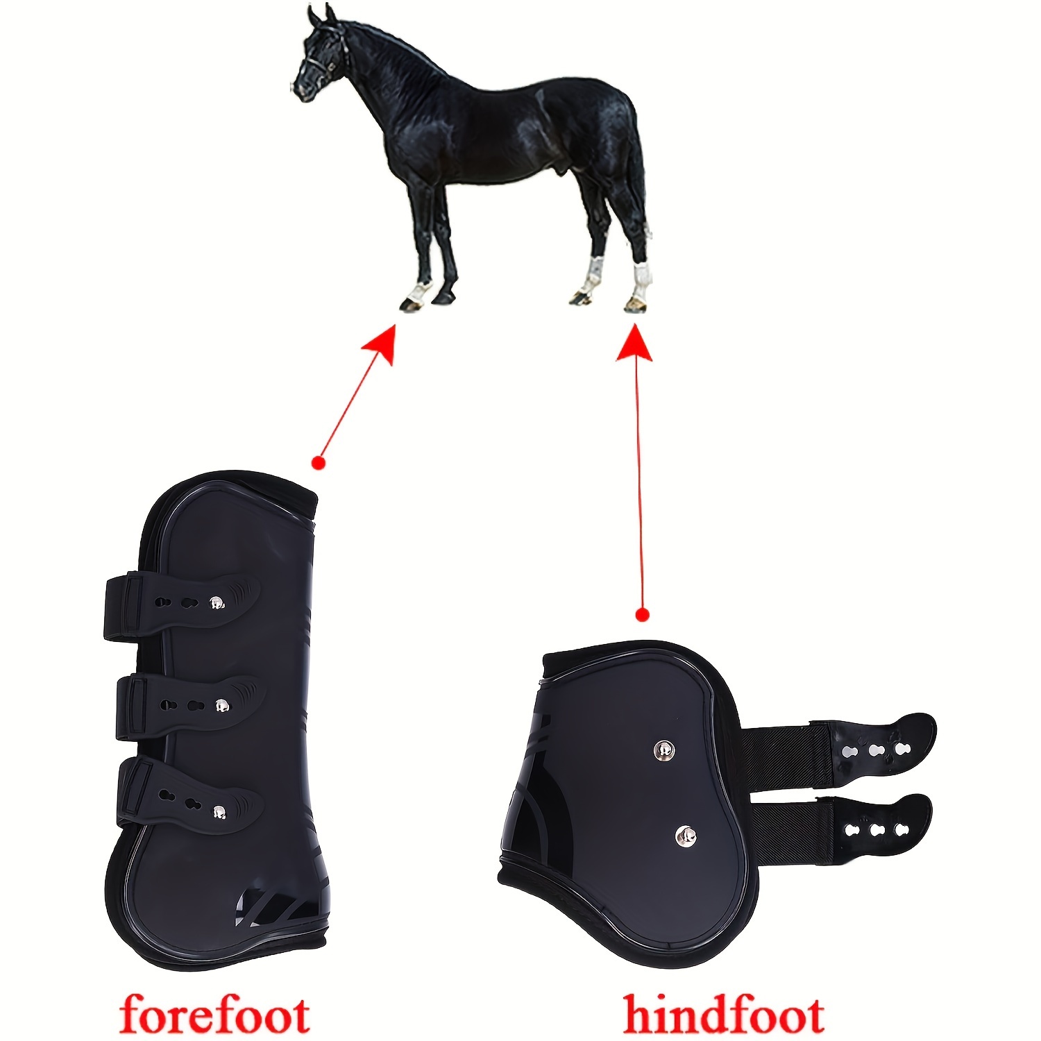  Horse Tendon Boots, 2Pcs Horse Front Leg Boots PU