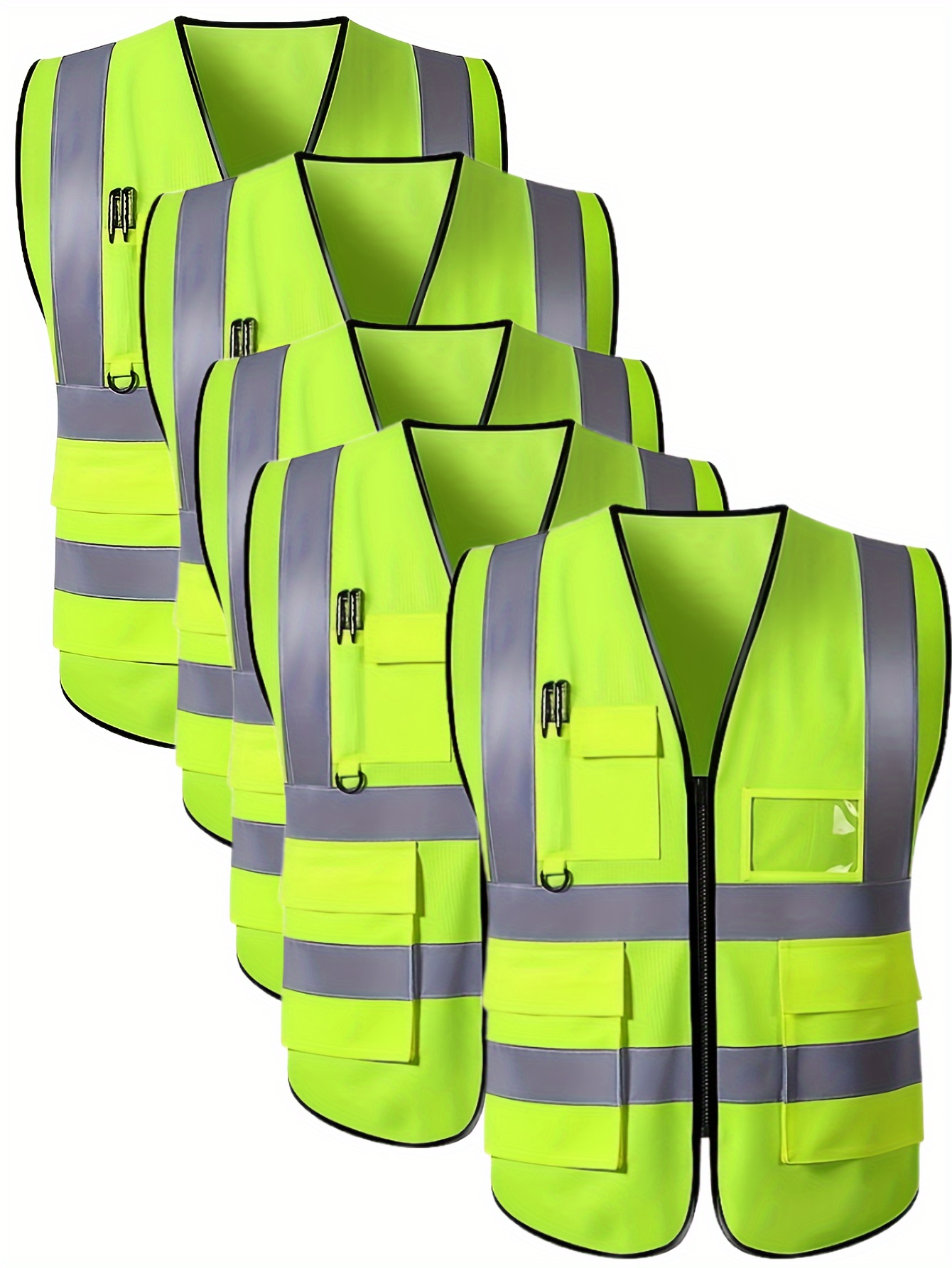 High Visibility Reflective Safety Vest Zippered Work Clothes - Temu
