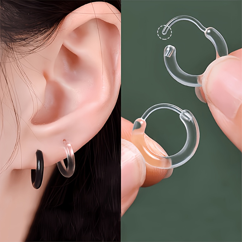 4pcs Minimalist Resin Hoop Earrings Prevent Ear Piercing Clogging