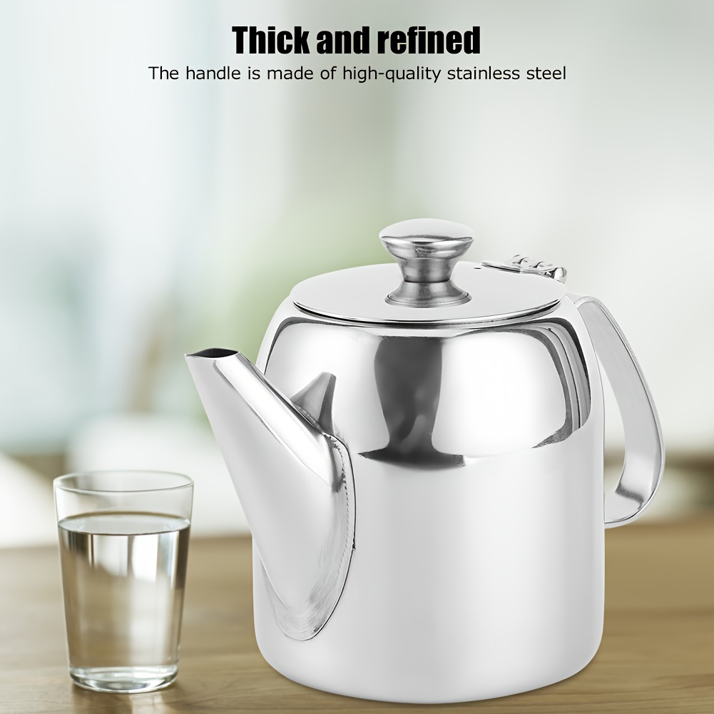 

Silver, 20oz/500ml, Coffee Pot Teapot, Food Grade Material, Safe And Hygienic, Stainless Steel Kettle Cold Water Jug Short Spout, For Household Hotel Restaurant