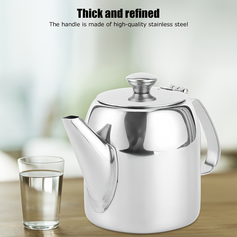 

Silver, 20oz/500ml, Teapot, Food Grade Material, Safe And Hygienic, Stainless Steel Kettle Cold Water Jug Short Spout, For Household