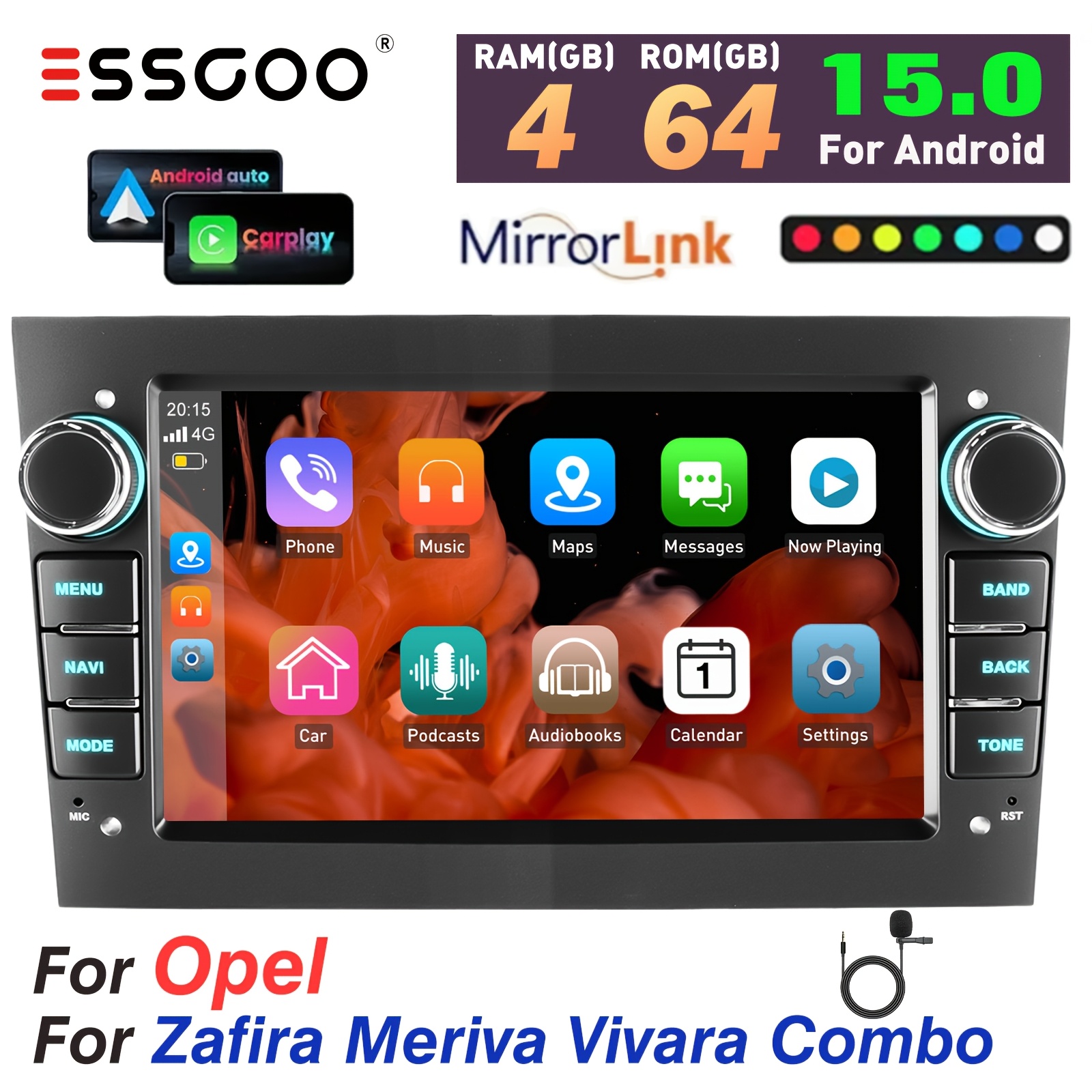 TEMU Essgoo 15 Car Stereo System For ///combo | 7-inch Ips Touchscreen | 4+64gb Large Memory | & Auto | Built-in Gps Navigation & Split-screen |