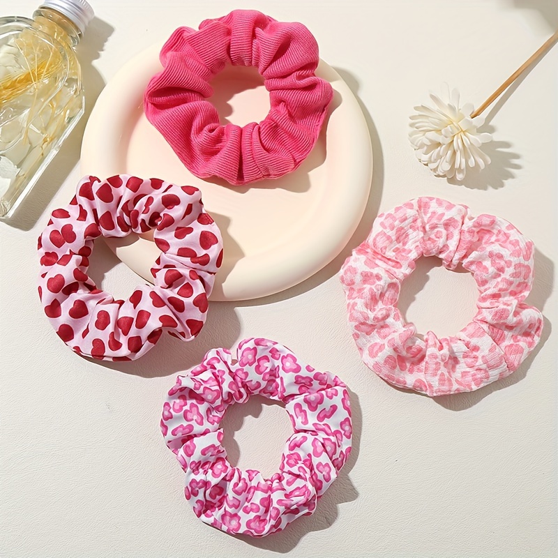 Large Intestine Hair Loop Love Heart Printed Hair Tie Flower - Temu Canada